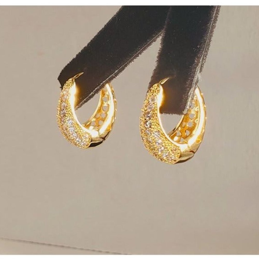 14K Gold Chunky Hoop 2ct Diamond Earrings Womens Oval Hoops Ladies Jewelry 2 ct - Picture 6 of 7